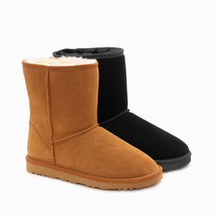 GENUINE AUSTRALIAN SHEEPSKIN UNISEX SHORT CLASSIC SUEDE BOOTS