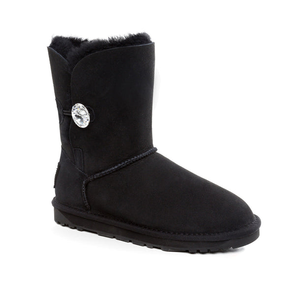 UGG CLASSIC III SHORT BUTTON BOOTS WITH SWAROVSKI BUTTON