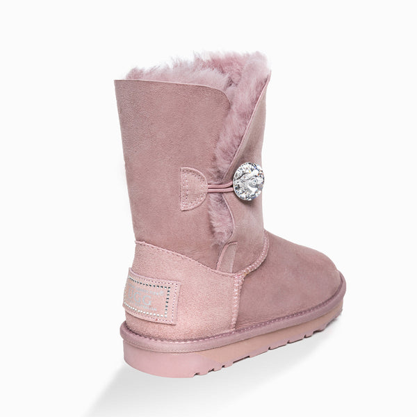 UGG CLASSIC III SHORT BUTTON BOOTS WITH SWAROVSKI BUTTON