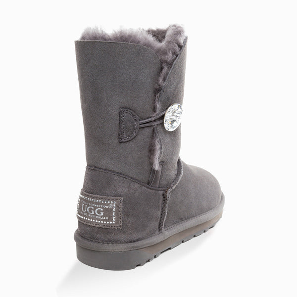 UGG CLASSIC III SHORT BUTTON BOOTS WITH SWAROVSKI BUTTON