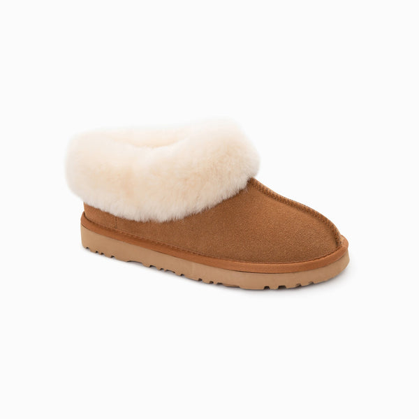 UGG COLLAR UNISEX PREMIUM SHEEPSKIN SUEDE SLIPPERS
