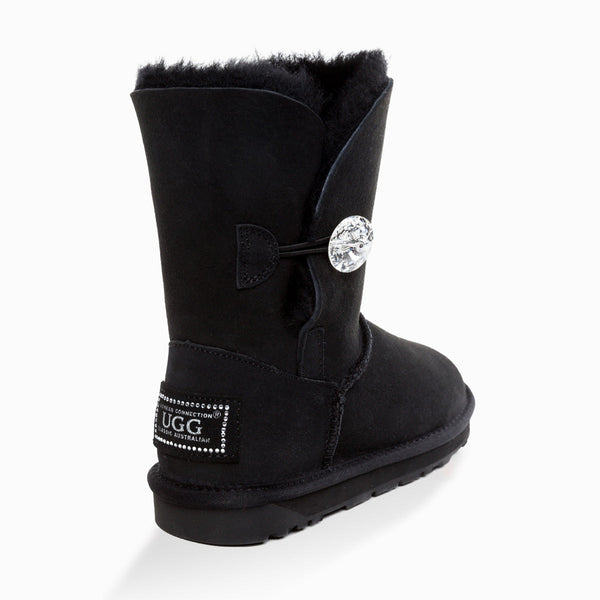 UGG CLASSIC III SHORT BUTTON BOOTS WITH SWAROVSKI BUTTON