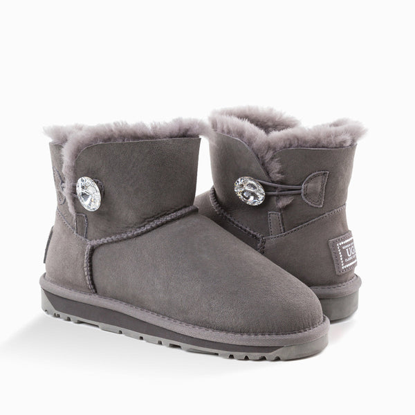 Ugg Classic Mini Button Whth Swarovski Boots (Water Resistant)
