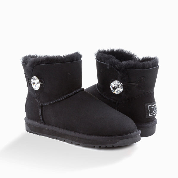 Ugg Classic Mini Button Whth Swarovski Boots (Water Resistant)