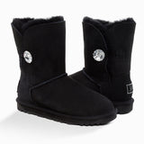 UGG CLASSIC III SHORT BUTTON BOOTS WITH SWAROVSKI BUTTON