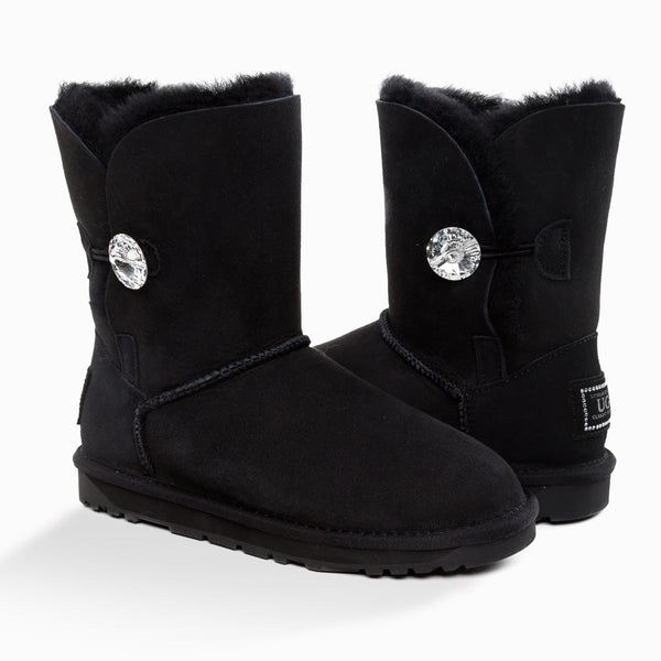 UGG CLASSIC III SHORT BUTTON BOOTS WITH SWAROVSKI BUTTON