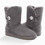 UGG CLASSIC III SHORT BUTTON BOOTS WITH SWAROVSKI BUTTON