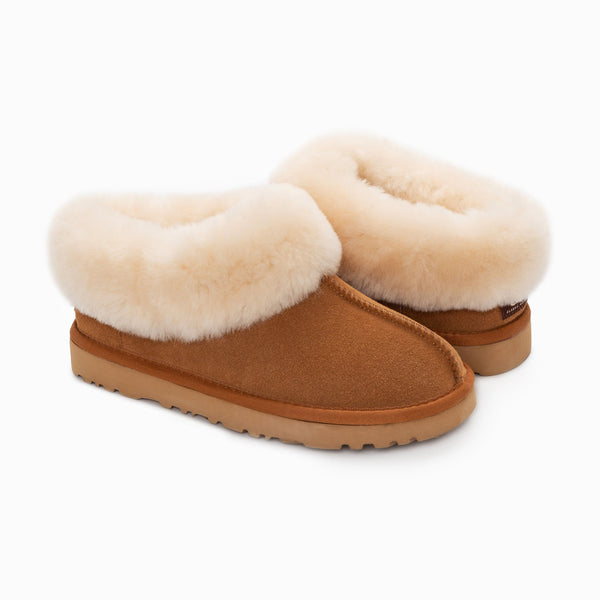 UGG COLLAR UNISEX PREMIUM SHEEPSKIN SUEDE SLIPPERS
