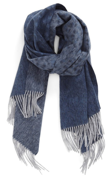 CASHMERE/MERINO WOOL WRAP NAVY/GREY