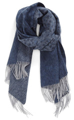 CASHMERE/MERINO WOOL WRAP NAVY/GREY