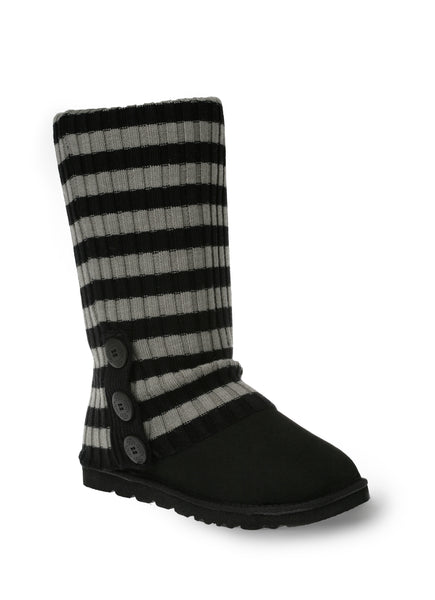 UGG CARDY SOCKS - BLACK/GREY THICK STRIPE