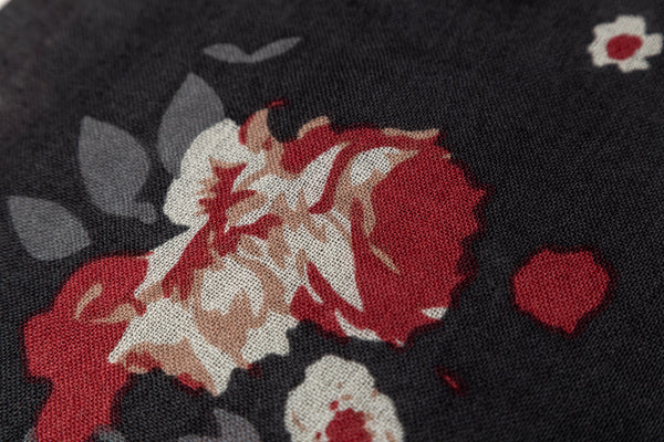 100% WOOL PRINTED SCARF - BLACK FLORAL
