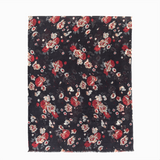 100% WOOL PRINTED SCARF - BLACK FLORAL