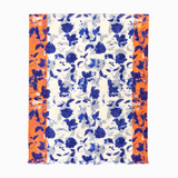 100% WOOL PRINTED SCARF - WHITE/BLUE/ORANGE