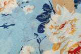 100% WOOL PRINTED SCARF - DUSTY BLUE/ORANGE FLORAL