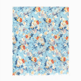100% WOOL PRINTED SCARF - DUSTY BLUE/ORANGE FLORAL