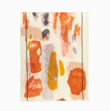 100% WOOL PRINTED SCARF - ORANGE/GREY