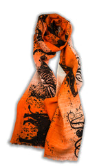 100% MERINO WOOL SCARF ORANGE/BLACK