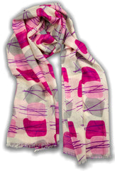 100% MERINO WOOL SCARF PINK/GREY