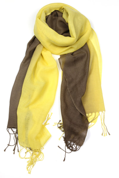 TIE DYE SCARF LEMON/BROWN