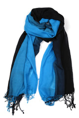 TIE DYE SCARF BLACK/CYAN-BLUE