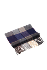 100% WOOL SCARF NAVY GREY