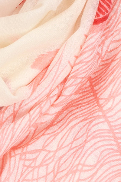 100% MERINO WOOL SCARF CREAM/CORAL