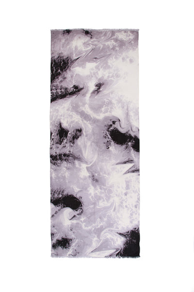 100% MERINO WOOL SCARF IVORY BLACK