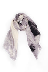 100% MERINO WOOL SCARF IVORY BLACK