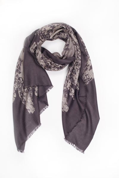 100% MERINO WOOL SCARF SMOKEY GREY