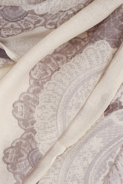 100% MERINO WOOL SCARF CREAM/GREY