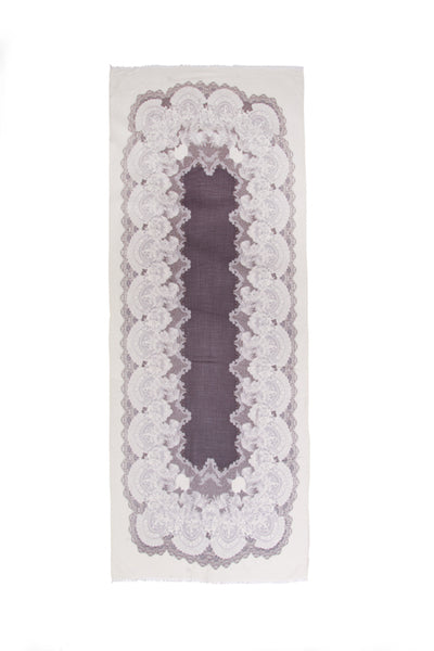 100% MERINO WOOL SCARF CREAM/GREY