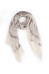 100% MERINO WOOL SCARF CREAM/GREY