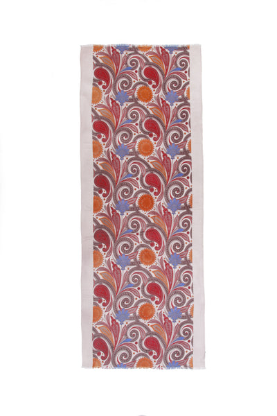 100% MERINO WOOL SCARF PALE TAUPE/ORANGE