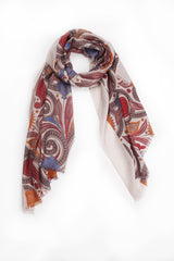 100% MERINO WOOL SCARF PALE TAUPE/ORANGE