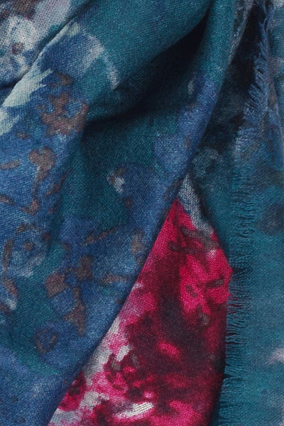 100% MERINO WOOL SCARF PEACOCK BLUE