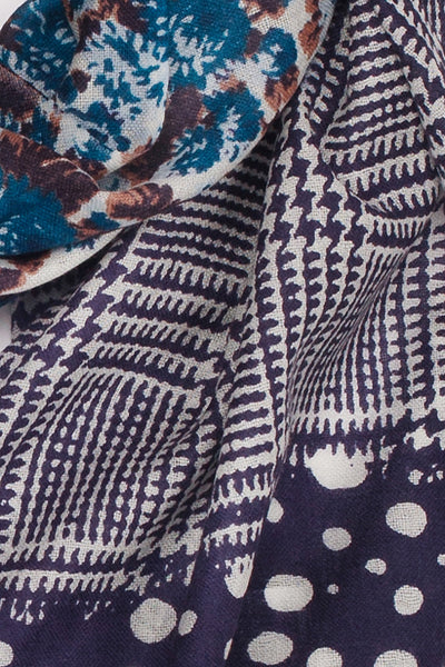 100% MERINO WOOL SCARF PURPLISH CHECK
