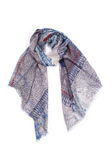 100% MERINO WOOL SCARF BLUE GREY