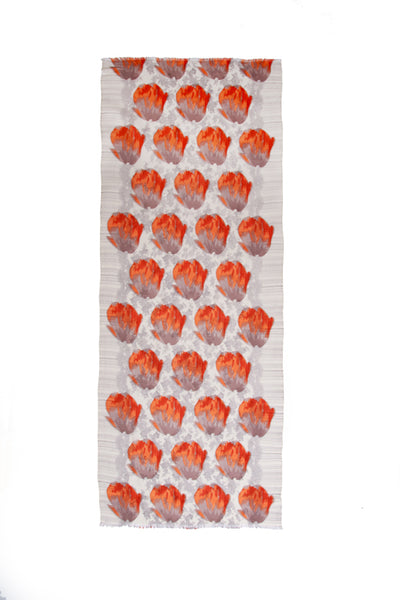 100% MERINO WOOL SCARF BEIGE/ORANGE