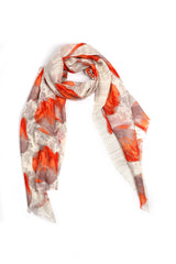 100% MERINO WOOL SCARF BEIGE/ORANGE