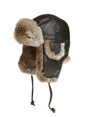 VINTAGE RODES LEATHER AND RABBIT FUR AVIATOR HAT